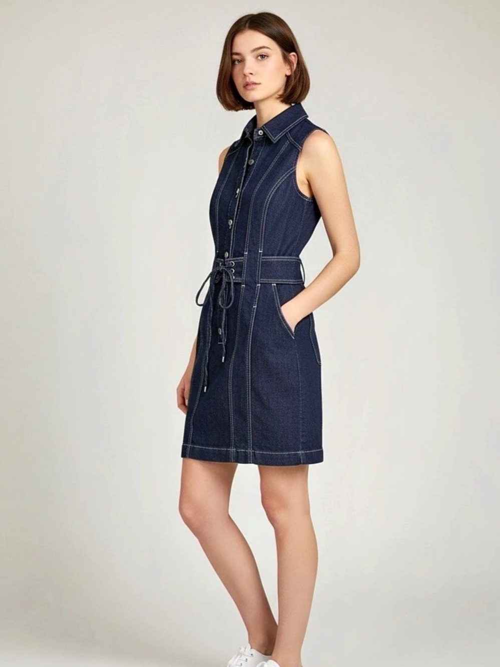White House Black Market Denim Mini Dress Size 00 Like New